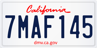 CA license plate 7MAF145