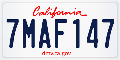 CA license plate 7MAF147