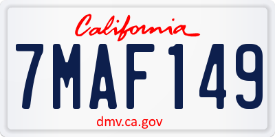 CA license plate 7MAF149