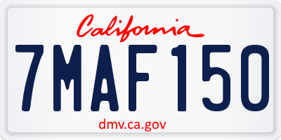 CA license plate 7MAF150