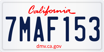 CA license plate 7MAF153