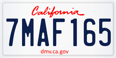 CA license plate 7MAF165