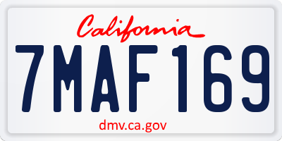 CA license plate 7MAF169