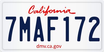 CA license plate 7MAF172