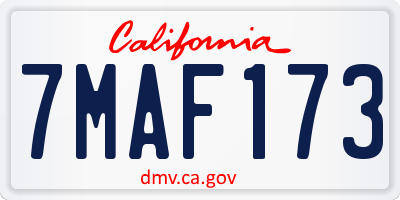 CA license plate 7MAF173