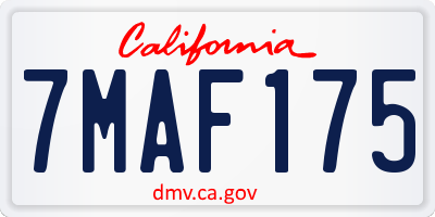 CA license plate 7MAF175