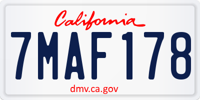 CA license plate 7MAF178