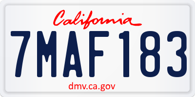 CA license plate 7MAF183