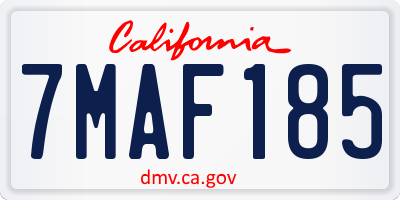 CA license plate 7MAF185