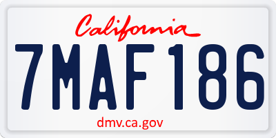 CA license plate 7MAF186