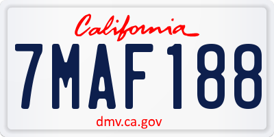 CA license plate 7MAF188