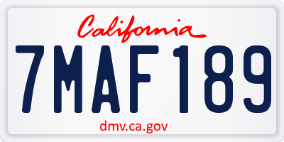 CA license plate 7MAF189