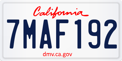 CA license plate 7MAF192