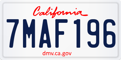 CA license plate 7MAF196