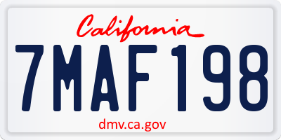 CA license plate 7MAF198