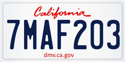 CA license plate 7MAF203