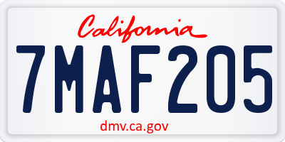 CA license plate 7MAF205