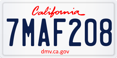 CA license plate 7MAF208