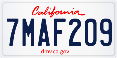 CA license plate 7MAF209