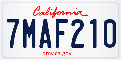 CA license plate 7MAF210