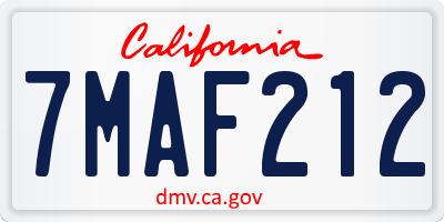 CA license plate 7MAF212