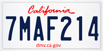 CA license plate 7MAF214