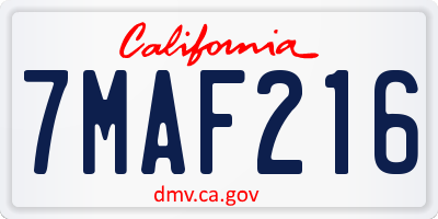 CA license plate 7MAF216