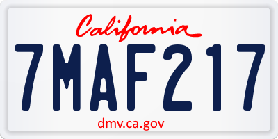 CA license plate 7MAF217