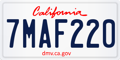 CA license plate 7MAF220