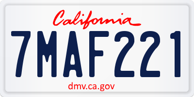 CA license plate 7MAF221