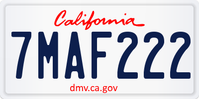 CA license plate 7MAF222