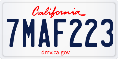 CA license plate 7MAF223