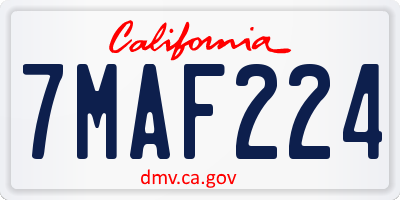 CA license plate 7MAF224