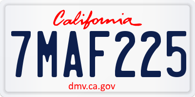 CA license plate 7MAF225