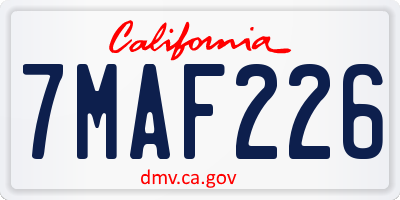 CA license plate 7MAF226