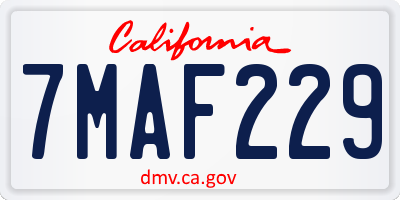 CA license plate 7MAF229