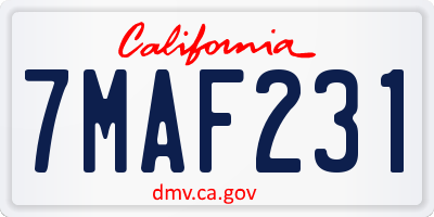CA license plate 7MAF231