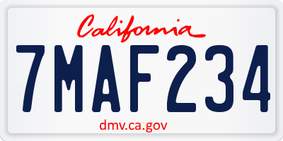 CA license plate 7MAF234