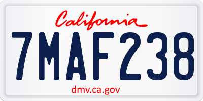 CA license plate 7MAF238