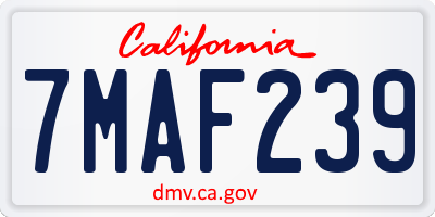 CA license plate 7MAF239