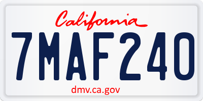 CA license plate 7MAF240