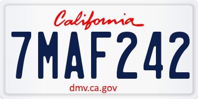CA license plate 7MAF242
