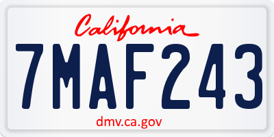 CA license plate 7MAF243