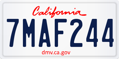 CA license plate 7MAF244