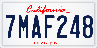 CA license plate 7MAF248