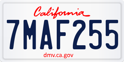 CA license plate 7MAF255