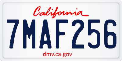 CA license plate 7MAF256
