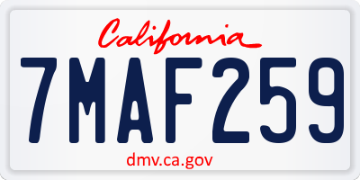 CA license plate 7MAF259