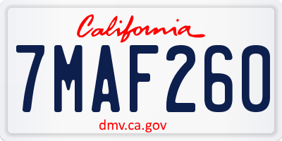 CA license plate 7MAF260