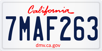 CA license plate 7MAF263